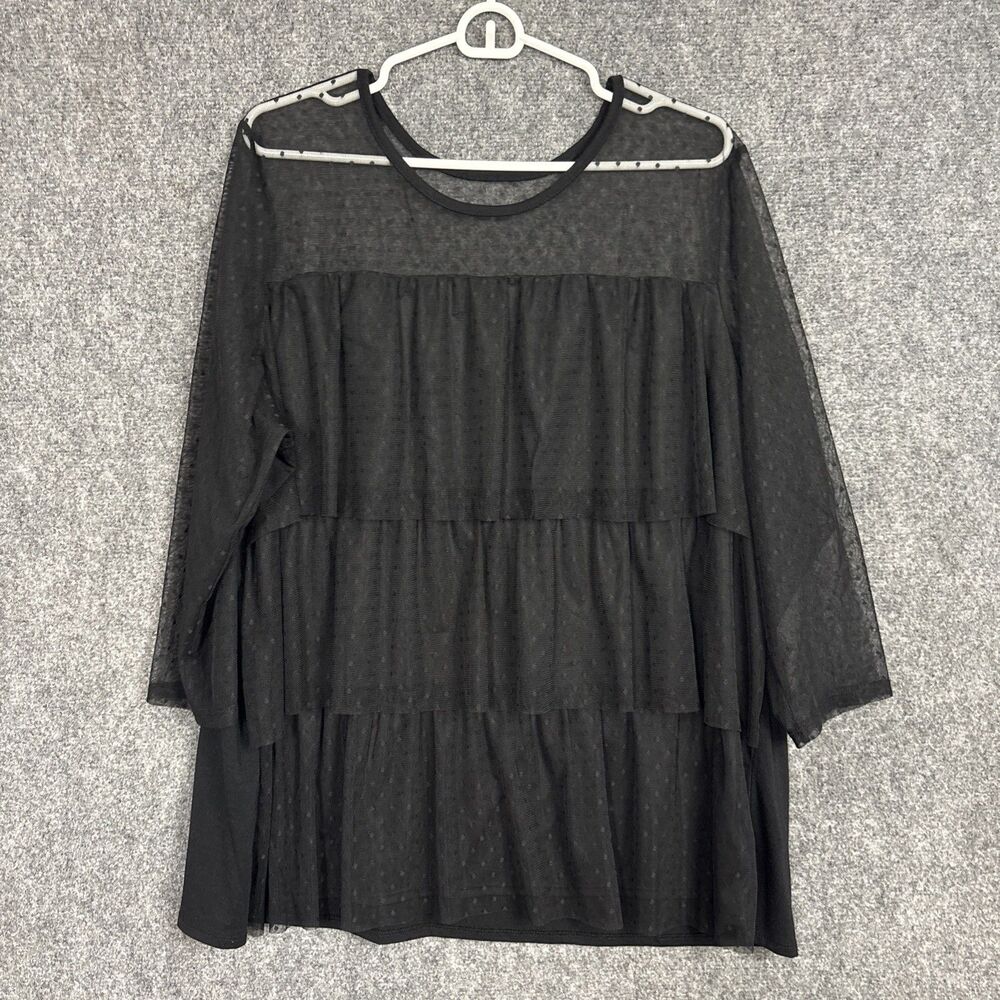 Lane Bryant Top Blouse  Womens Size 22 / 24 Black Dark Fairy Whimsigoth Tiered